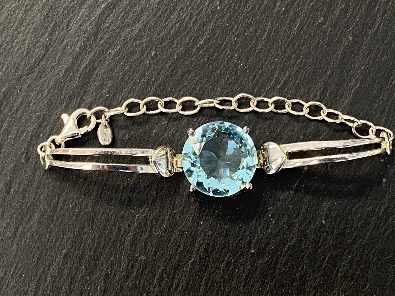 Set Schmuck Mode Armband Ring Anhänger Glas Aqua Farbe 925 Sterling Silber