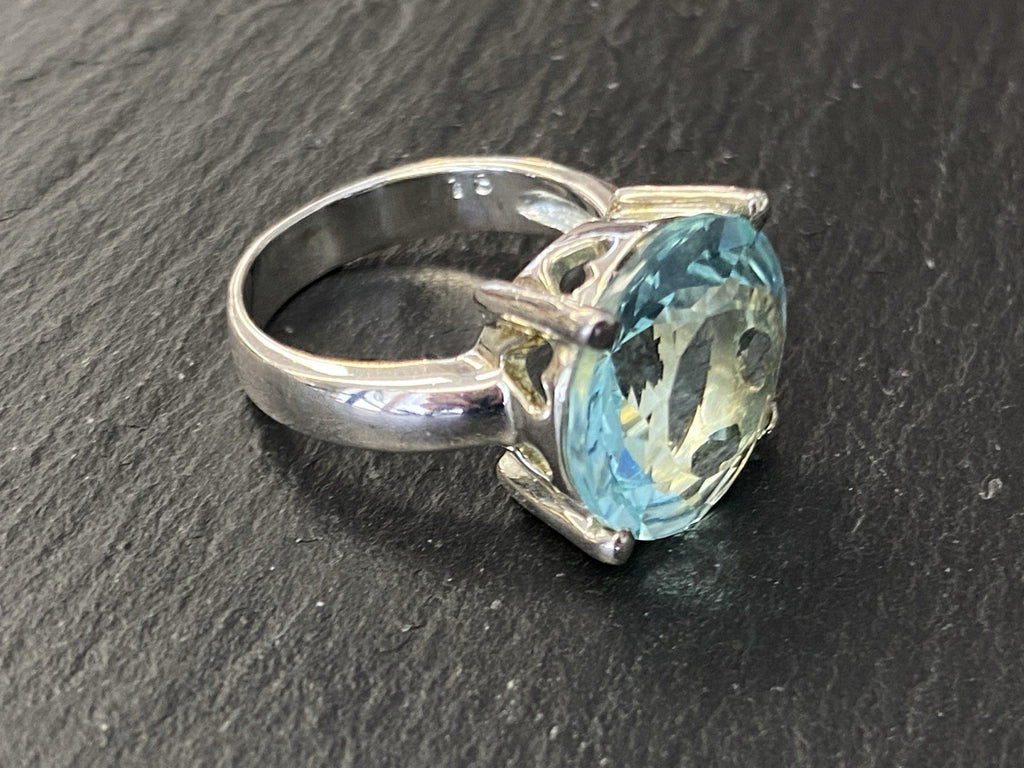 Set Schmuck Mode Armband Ring Anhänger Glas Aqua Farbe 925 Sterling Silber