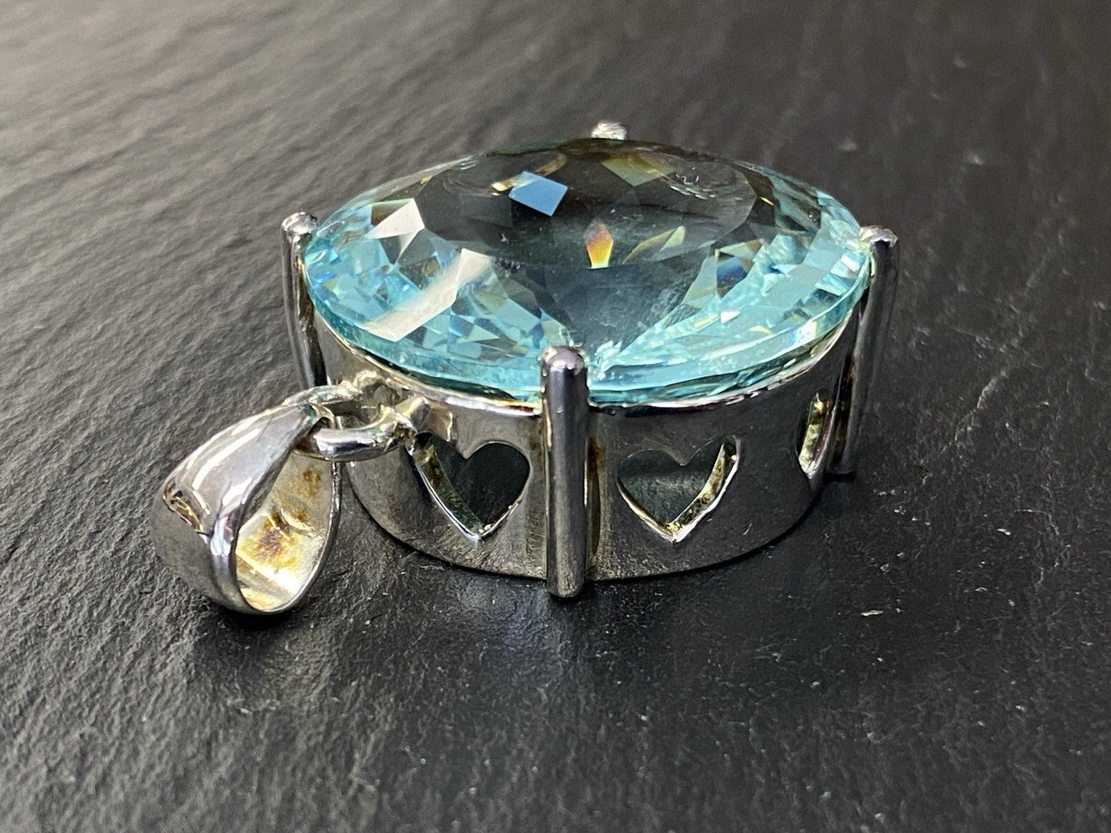 Set Schmuck Mode Armband Ring Anhänger Glas Aqua Farbe 925 Sterling Silber