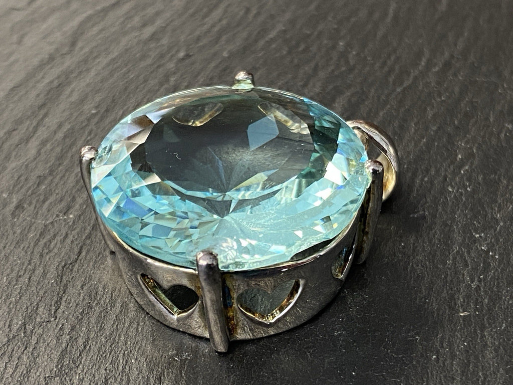 Set Schmuck Mode Armband Ring Anhänger Glas Aqua Farbe 925 Sterling Silber