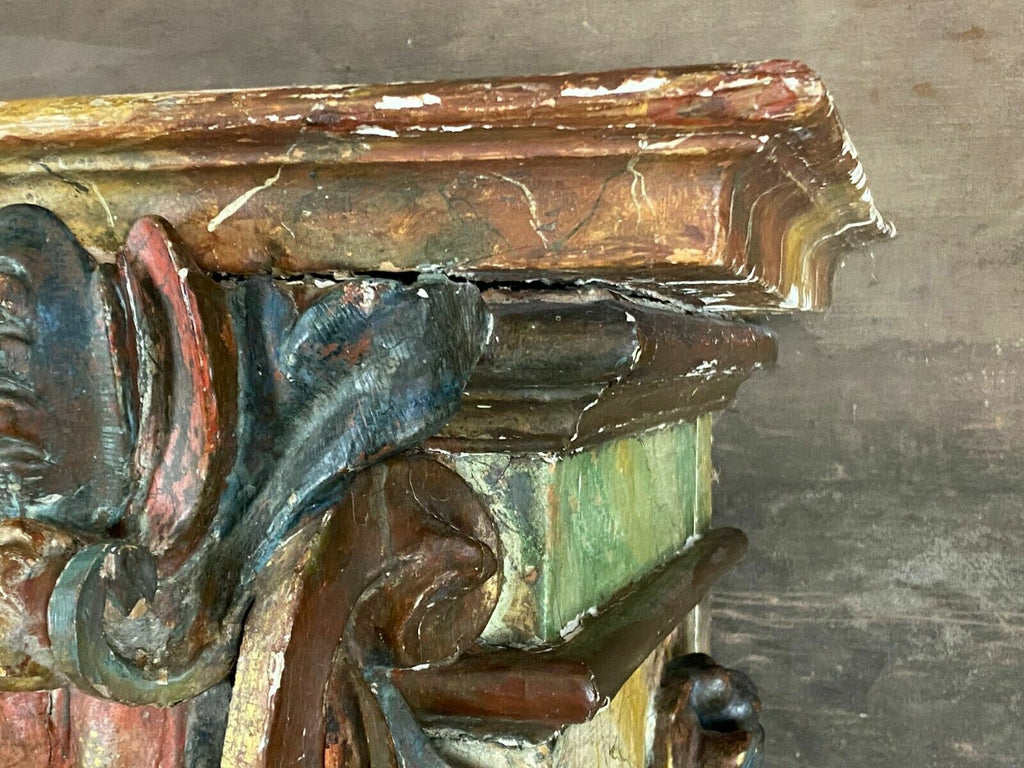 Barock Konsole Schnitzereien Holz massiv Polychrom gefasst antik 18-tes Jhdt