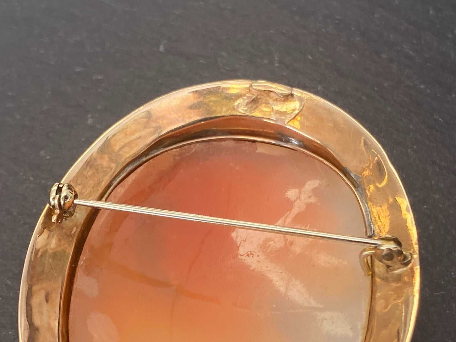 Grosse antike Brosche Gemme Kamee Fassung gelb Gold 12,7ct