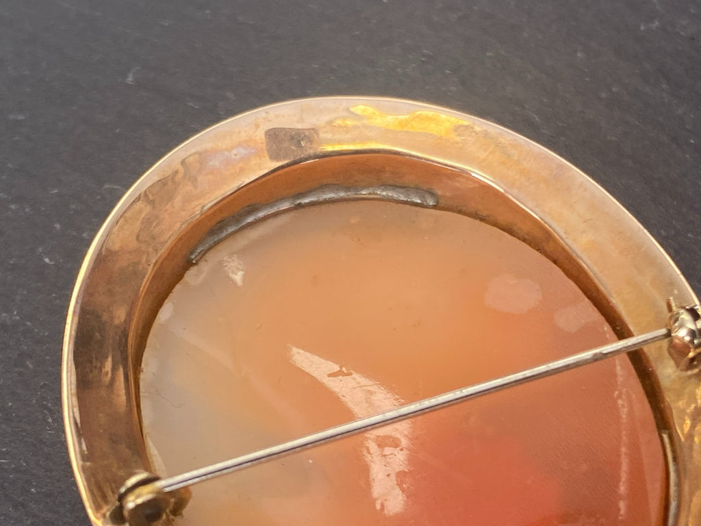 Grosse antike Brosche Gemme Kamee Fassung gelb Gold 12,7ct