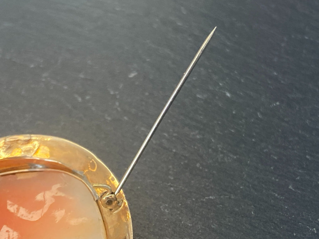 Grosse antike Brosche Gemme Kamee Fassung gelb Gold 12,7ct