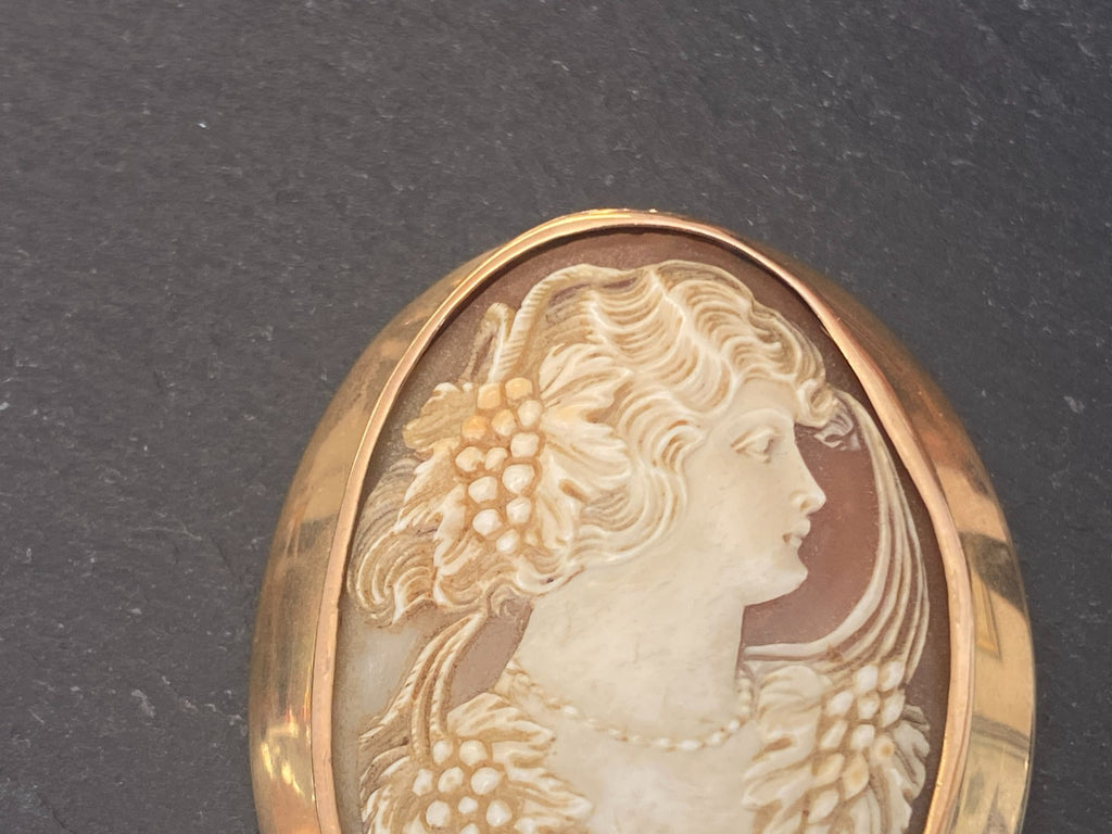 Grosse antike Brosche Gemme Kamee Fassung gelb Gold 12,7ct