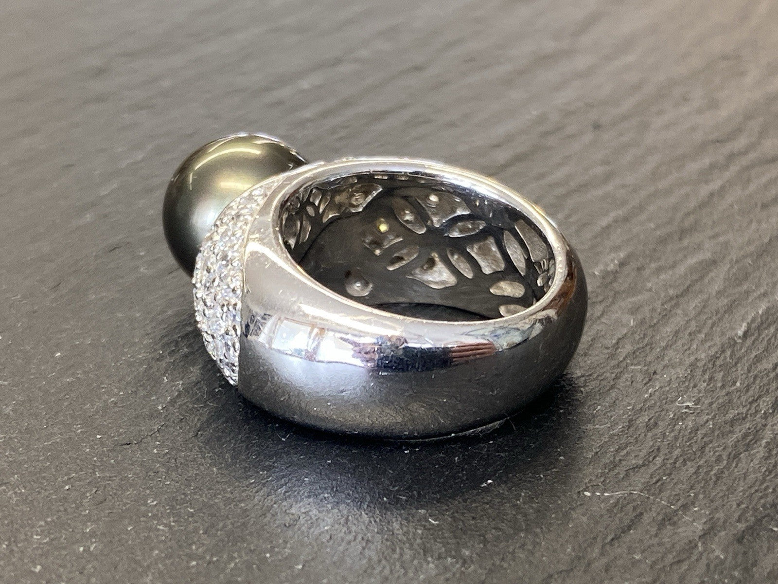 Ring 925 Sterling Silber Glassteine Glas Kunstperle Perle Grösse 57