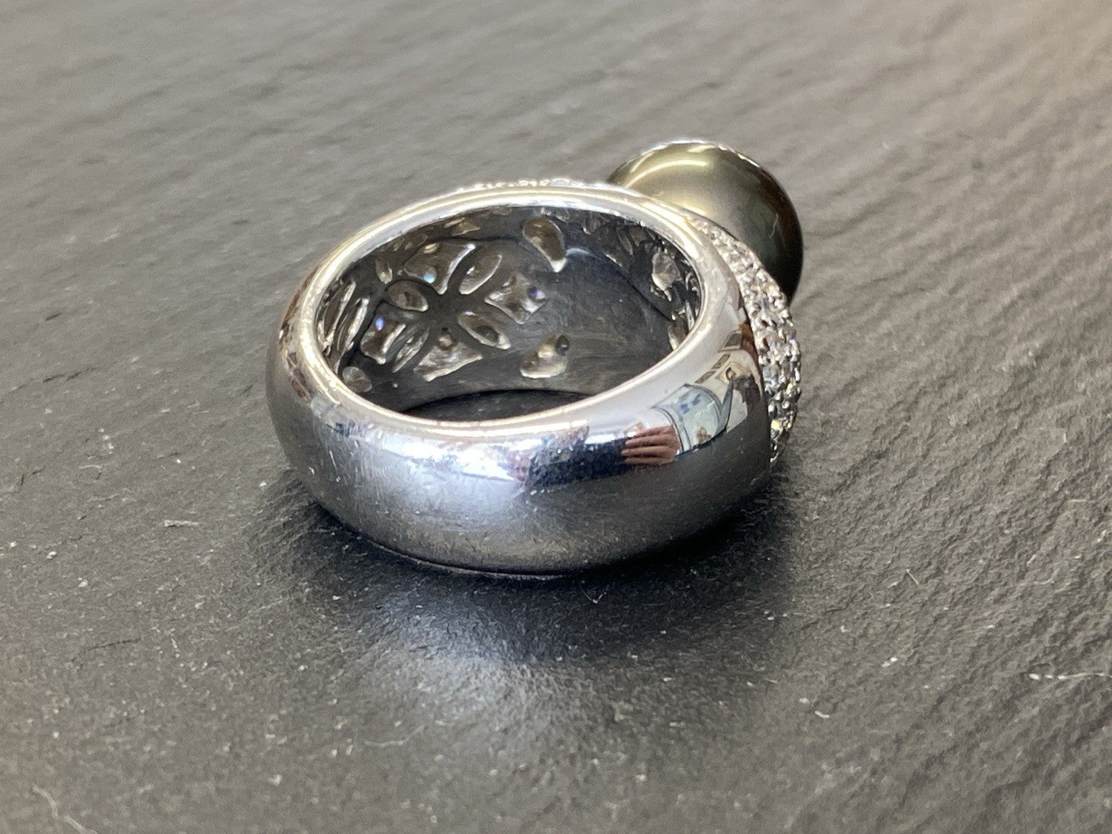 Ring 925 Sterling Silber Glassteine Glas Kunstperle Perle Grösse 57