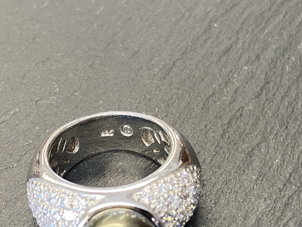 Ring 925 Sterling Silber Glassteine Glas Kunstperle Perle Grösse 57