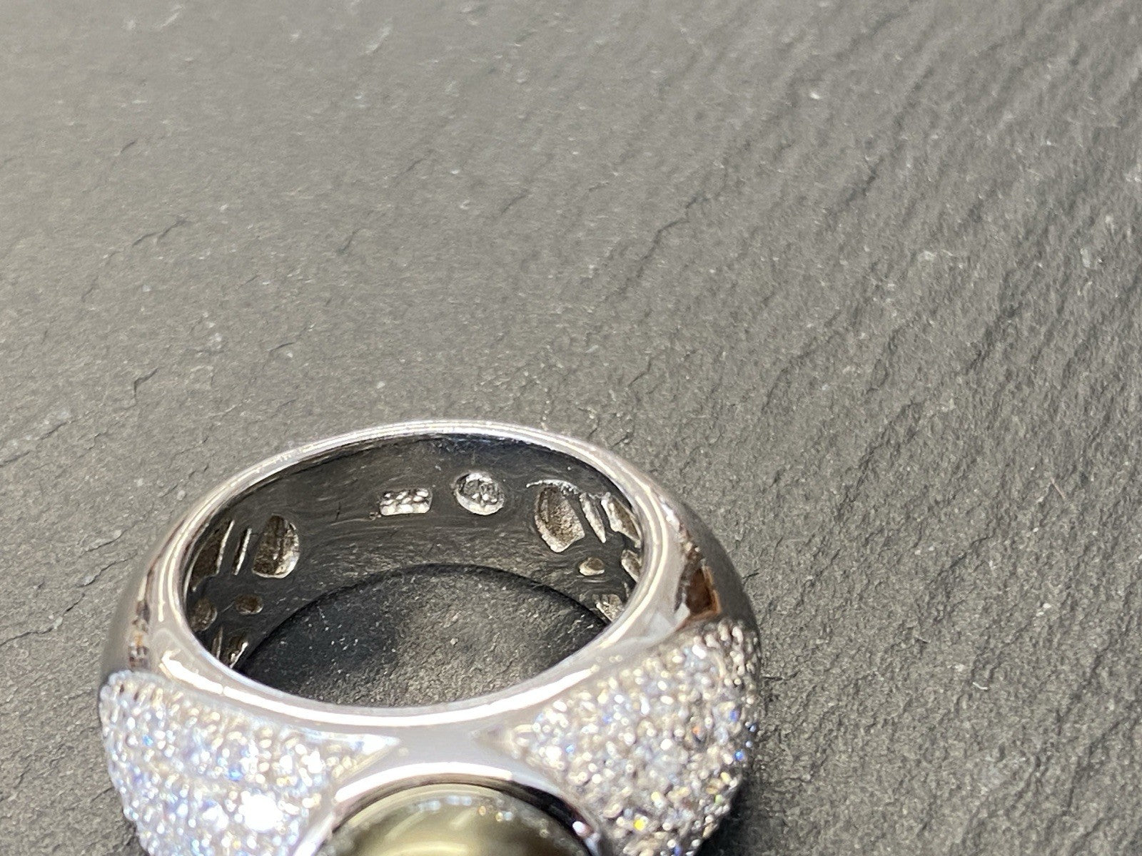 Ring 925 Sterling Silber Glassteine Glas Kunstperle Perle Grösse 57