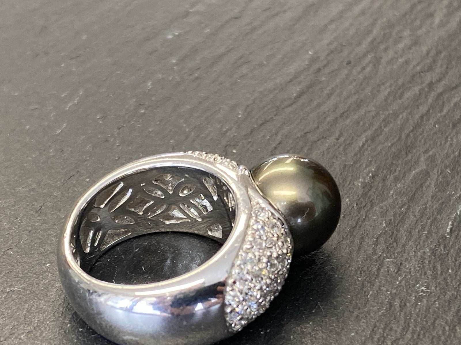 Ring 925 Sterling Silber Glassteine Glas Kunstperle Perle Grösse 57