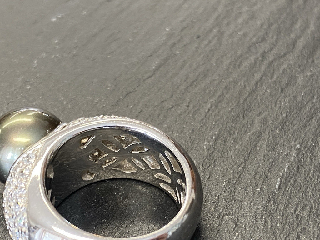 Ring 925 Sterling Silber Glassteine Glas Kunstperle Perle Grösse 57