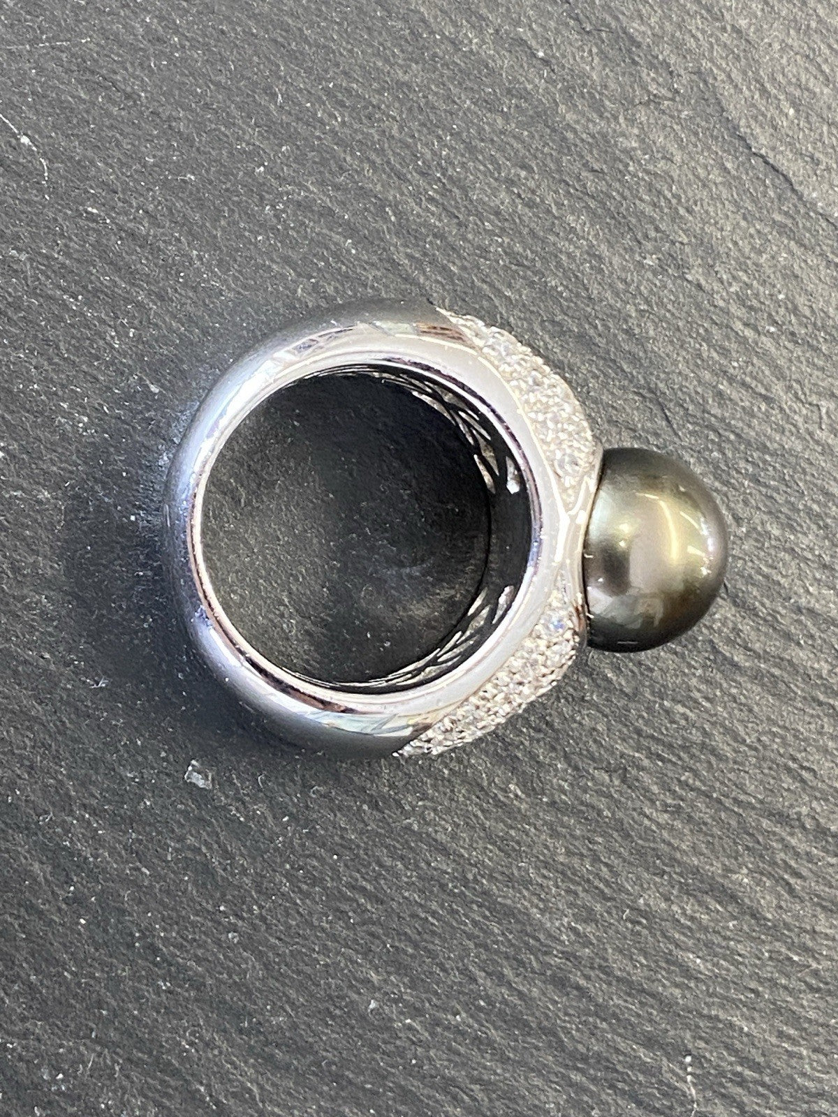 Ring 925 Sterling Silber Glassteine Glas Kunstperle Perle Grösse 57