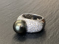RING 925 STERLING SILBER GLASSTEINE GLAS KUNSTPERLE PERLE GRÖSSE 57