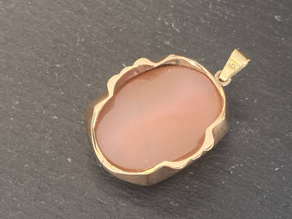 Anhänger Glas Gemme Kamee Putti Engel Fassung gelb Gold 14K 585