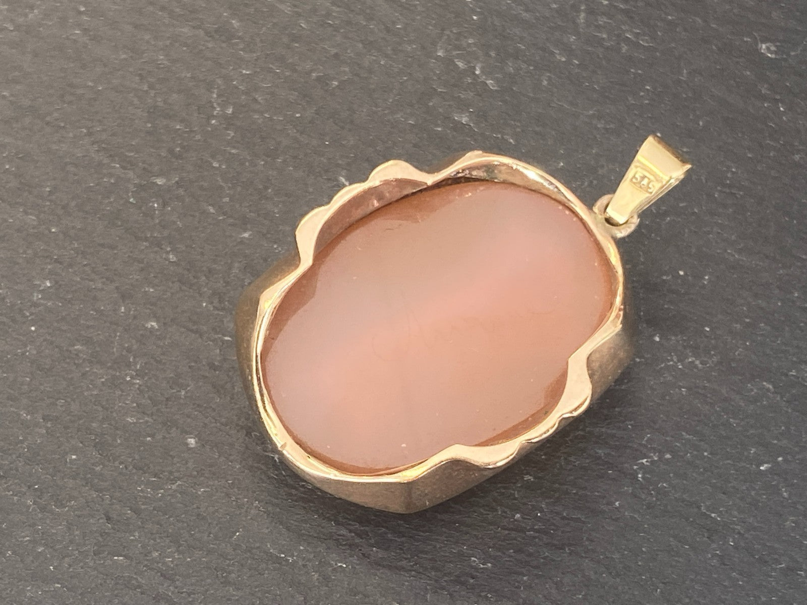 Anhänger Glas Gemme Kamee Putti Engel Fassung gelb Gold 14K 585