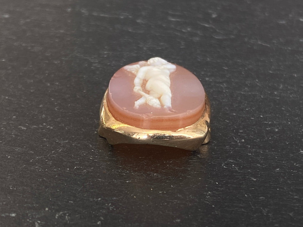 Anhänger Glas Gemme Kamee Putti Engel Fassung gelb Gold 14K 585