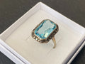 ANTIKER ART DECO RING SILBER 835 MIT BLAUEM GLASSTEIN UND MARKASITEN