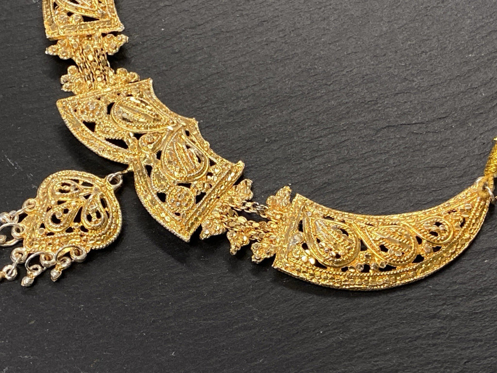 Modeschmuck Set Schmuckset Collier Ohrhänger Ohrringe Metall vergoldet