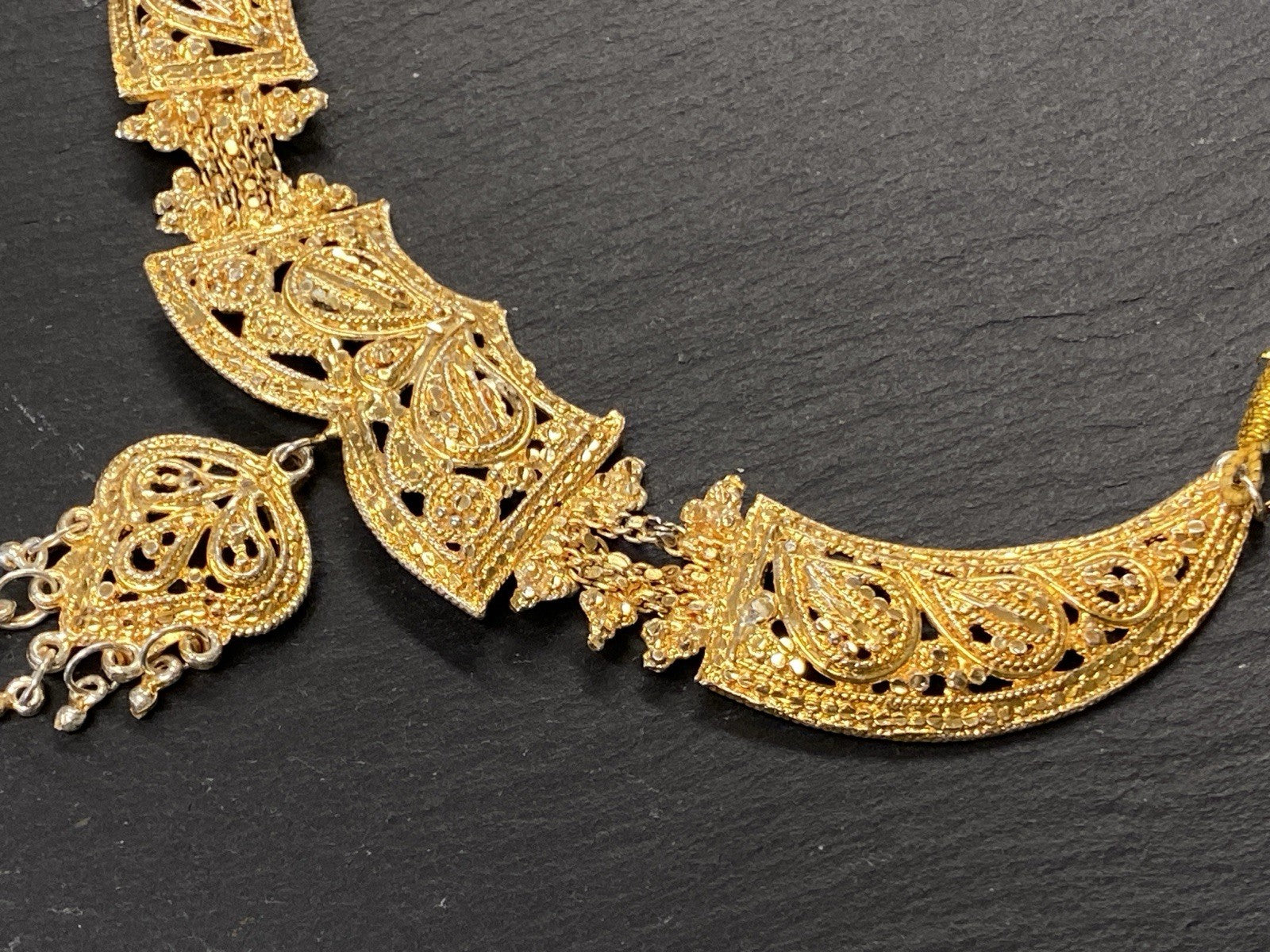 Modeschmuck Set Schmuckset Collier Ohrhänger Ohrringe Metall vergoldet