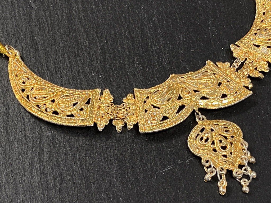 Modeschmuck Set Schmuckset Collier Ohrhänger Ohrringe Metall vergoldet