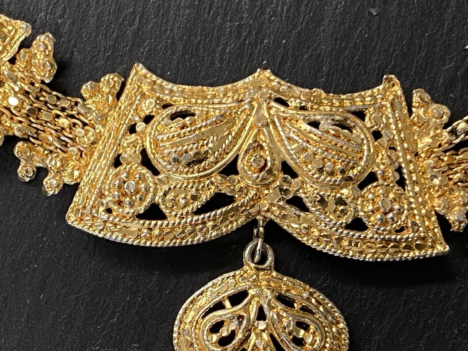 Modeschmuck Set Schmuckset Collier Ohrhänger Ohrringe Metall vergoldet