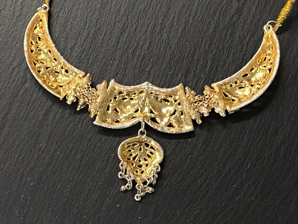 Modeschmuck Set Schmuckset Collier Ohrhänger Ohrringe Metall vergoldet