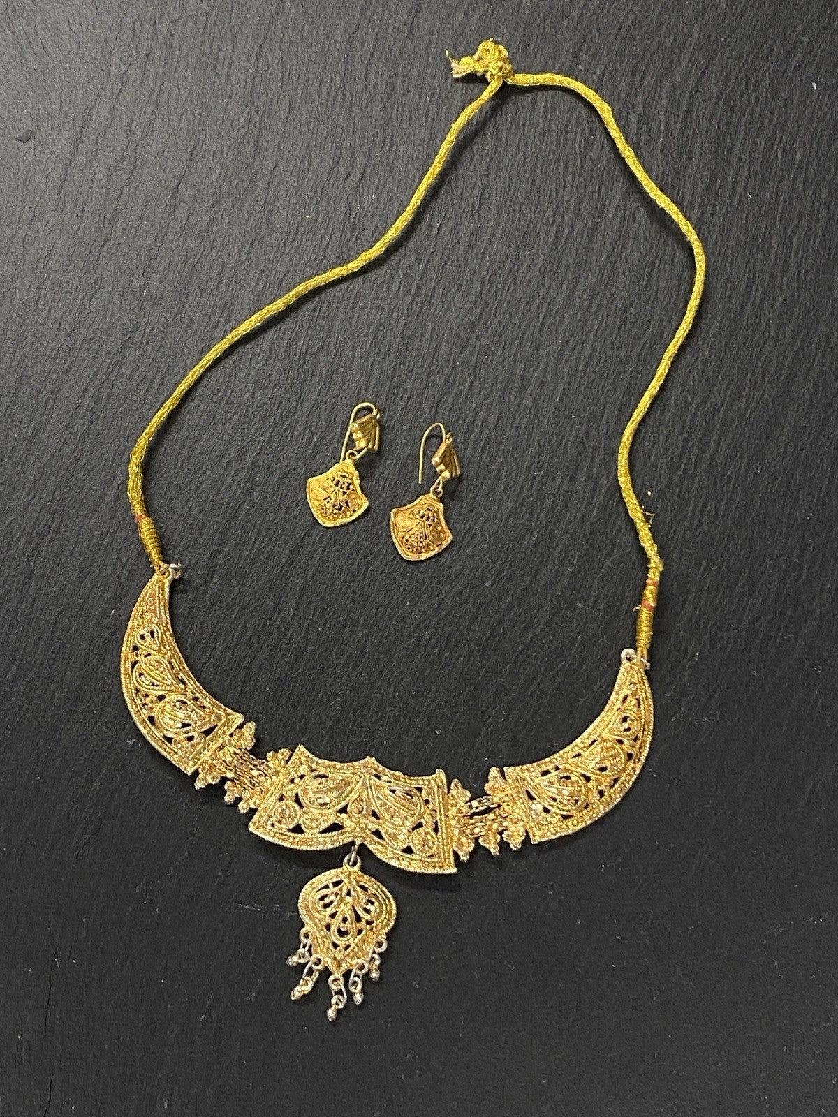 Modeschmuck Set Schmuckset Collier Ohrhänger Ohrringe Metall vergoldet