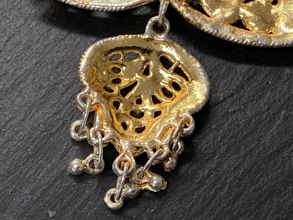 Modeschmuck Set Schmuckset Collier Ohrhänger Ohrringe Metall vergoldet