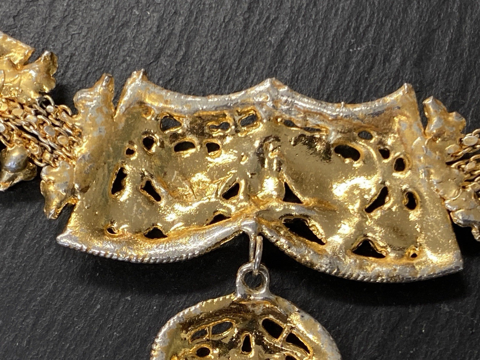 Modeschmuck Set Schmuckset Collier Ohrhänger Ohrringe Metall vergoldet