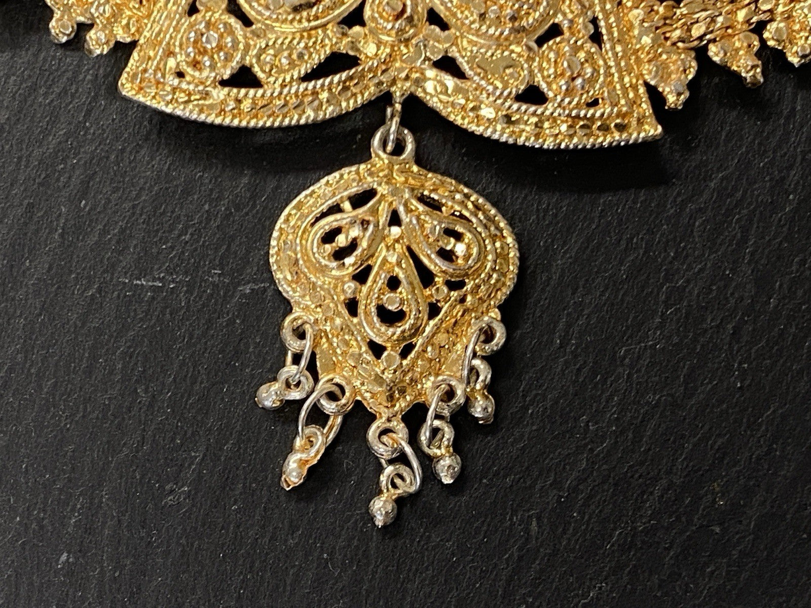 Modeschmuck Set Schmuckset Collier Ohrhänger Ohrringe Metall vergoldet