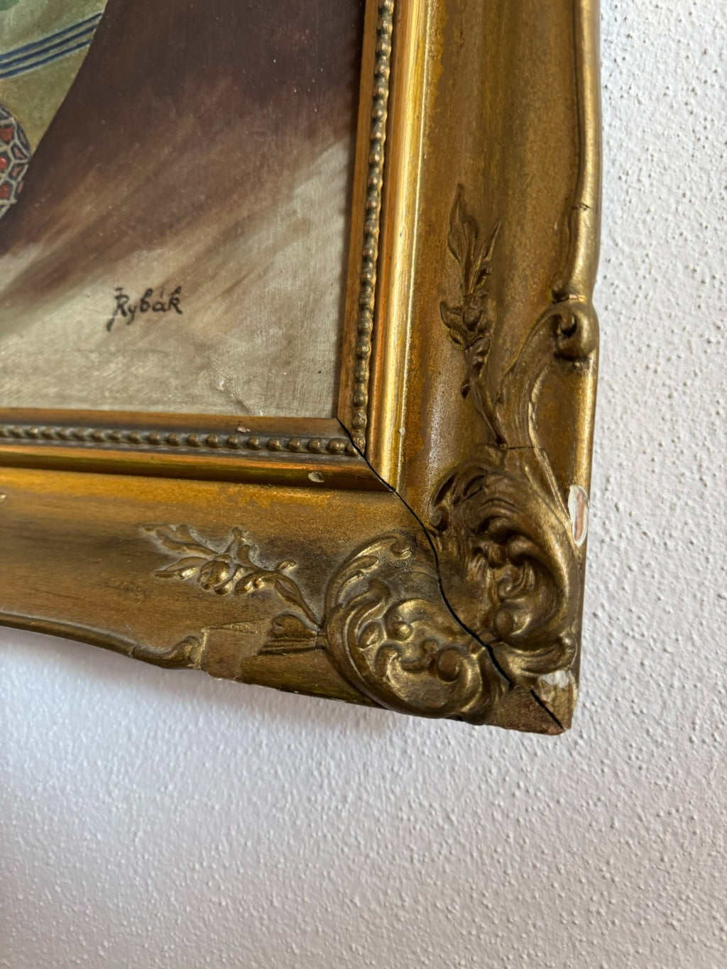 Ölgemälde in Prunkrahmen Blumen Stillleben signiert Rybak