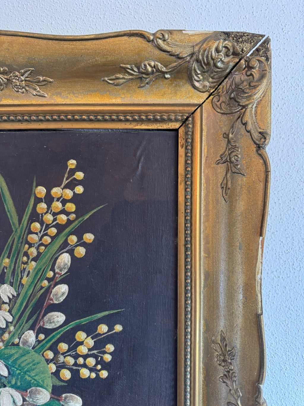 Ölgemälde in Prunkrahmen Blumen Stillleben signiert Rybak