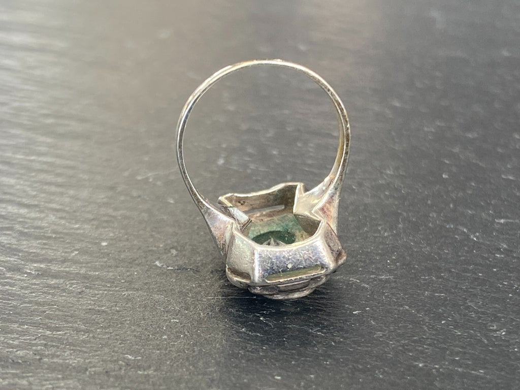 Antiker Art Deco Ring aus Silber mit Glassteinen Grösse 47
