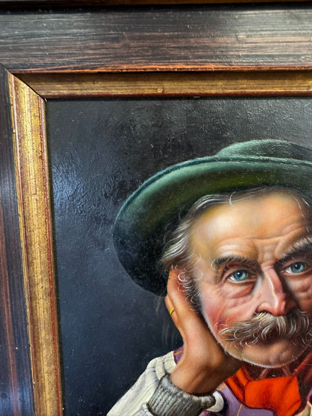 Inge Wolfle (1928) Ölgemälde Mann Portrait Tiroler Gemälde gerahmt