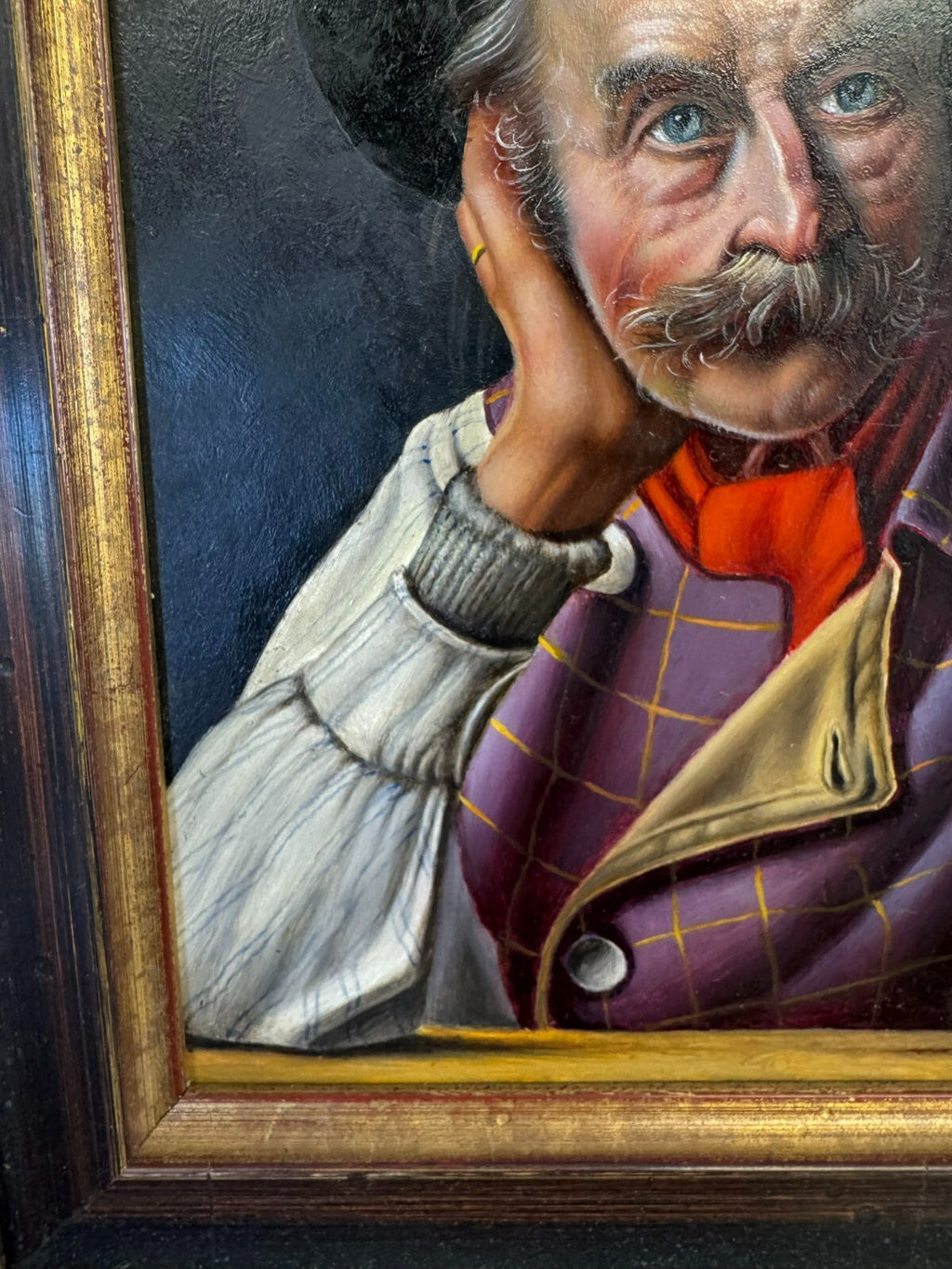 Inge Wolfle (1928) Ölgemälde Mann Portrait Tiroler Gemälde gerahmt