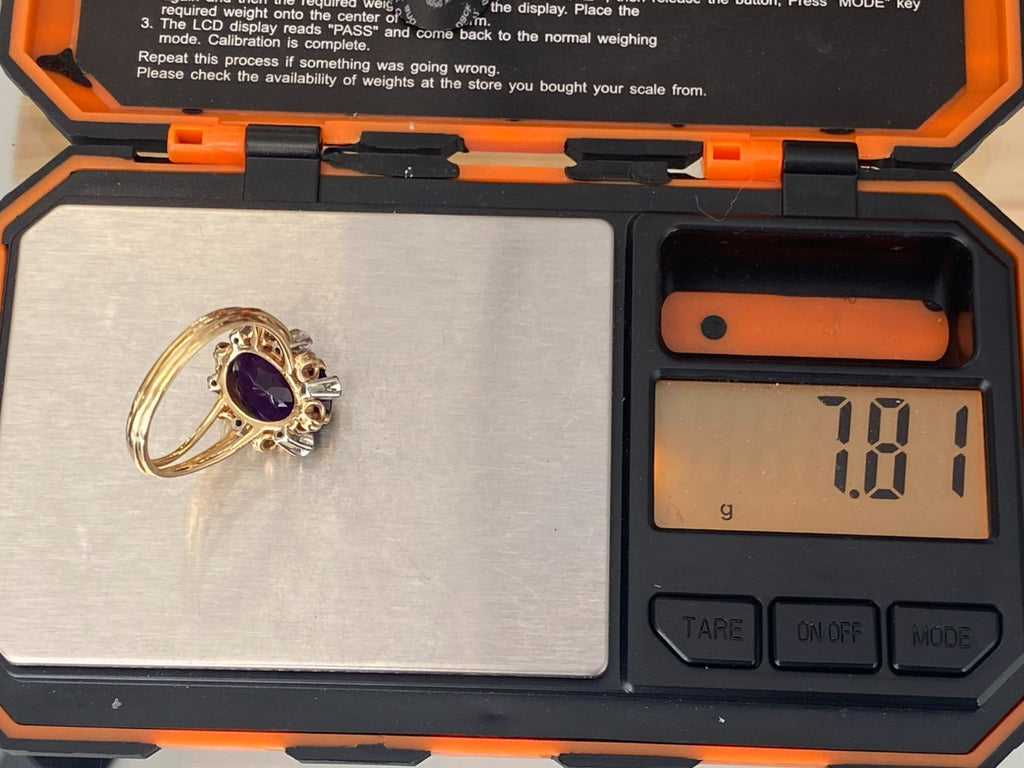 Entourage Ring Damenring gelb Gold 18K 750 0.48ct Diamanten und Amethyst Gr. 63