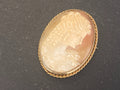 GROSSE ANTIKE BROSCHE GEMME KAMEE FASSUNG GELB GOLD 9K 375