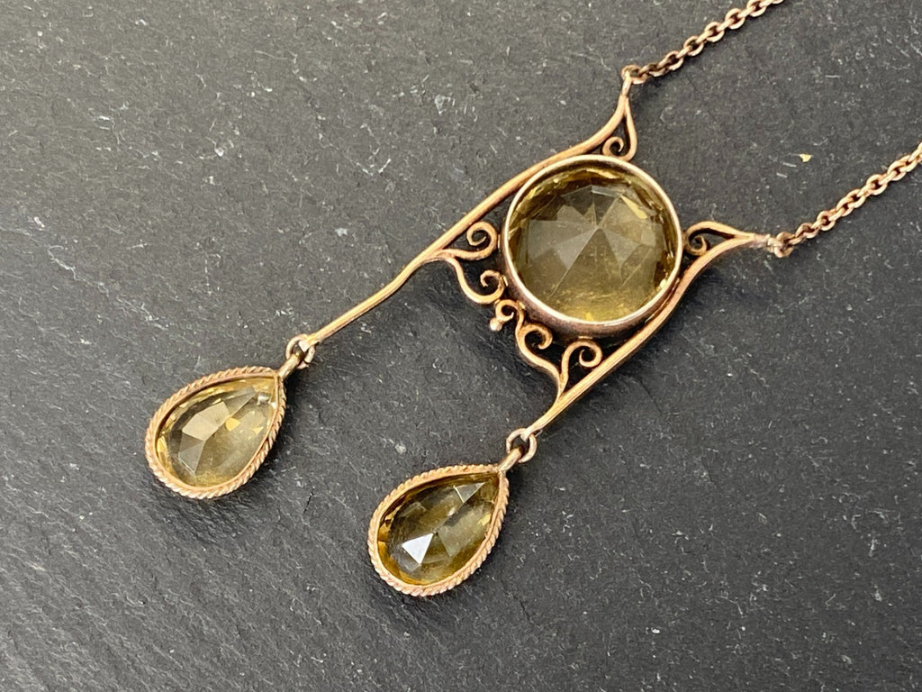 Antike Jugendstil Halskette mit Citrinen