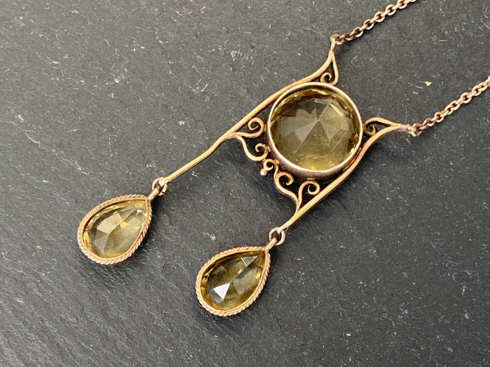 Antike Jugendstil Halskette mit Citrinen