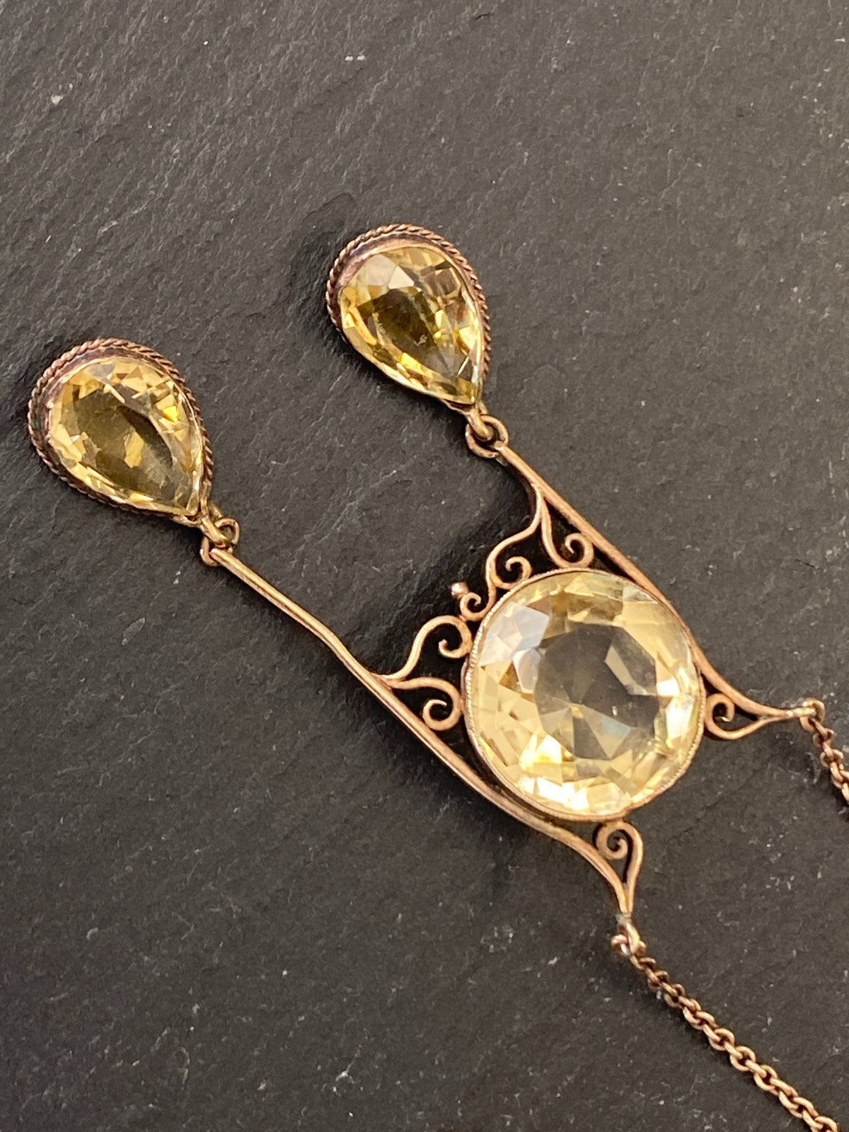 Antike Jugendstil Halskette mit Citrinen