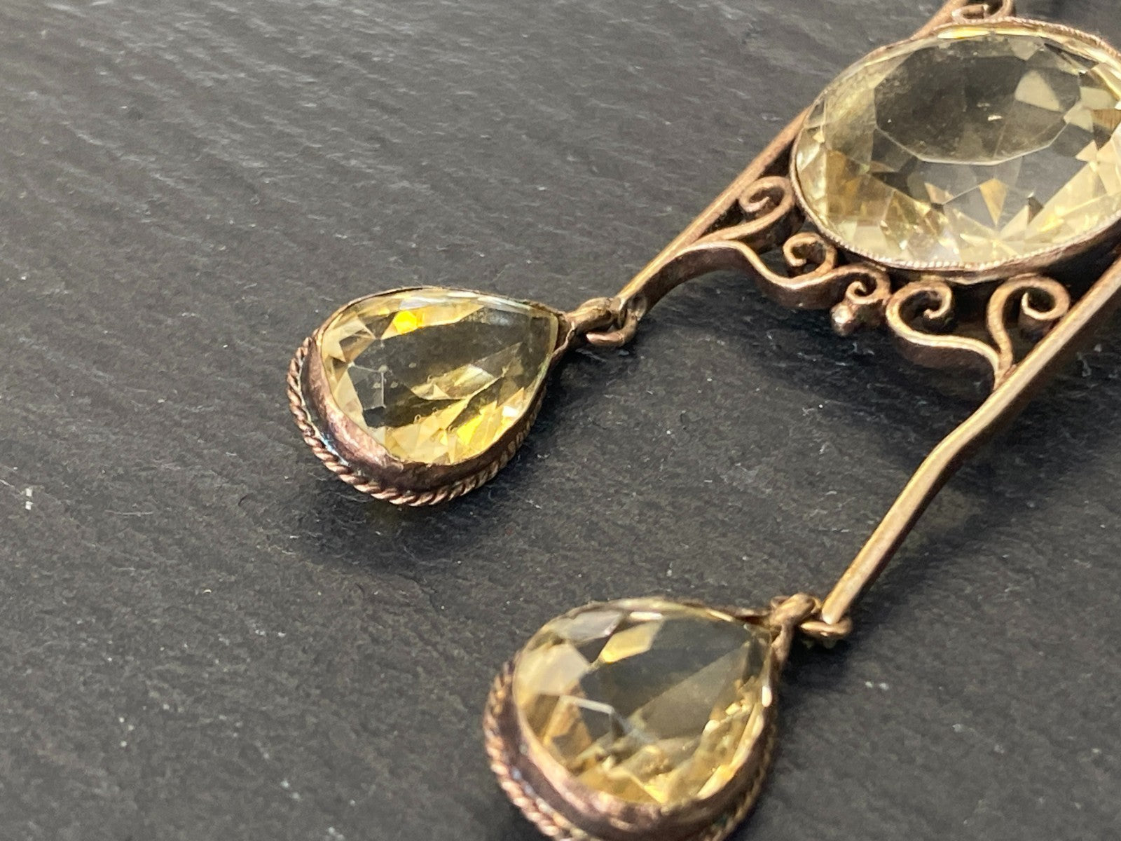 Antike Jugendstil Halskette mit Citrinen