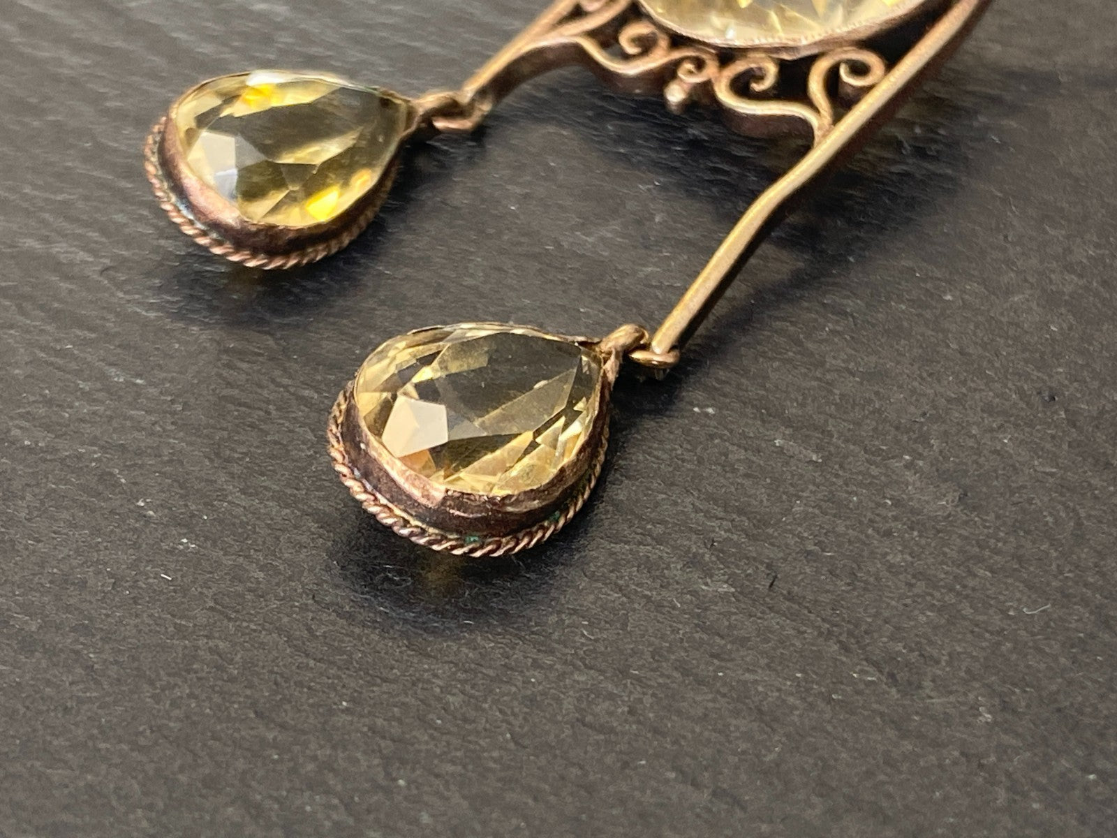 Antike Jugendstil Halskette mit Citrinen