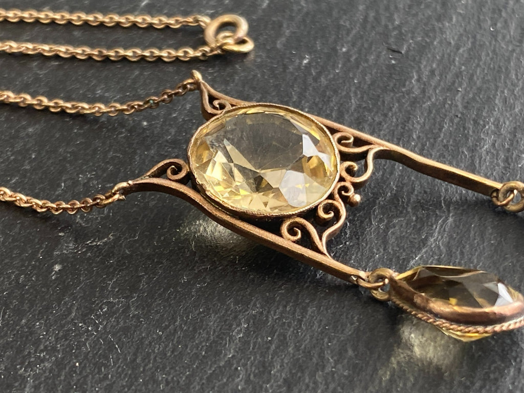Antike Jugendstil Halskette mit Citrinen