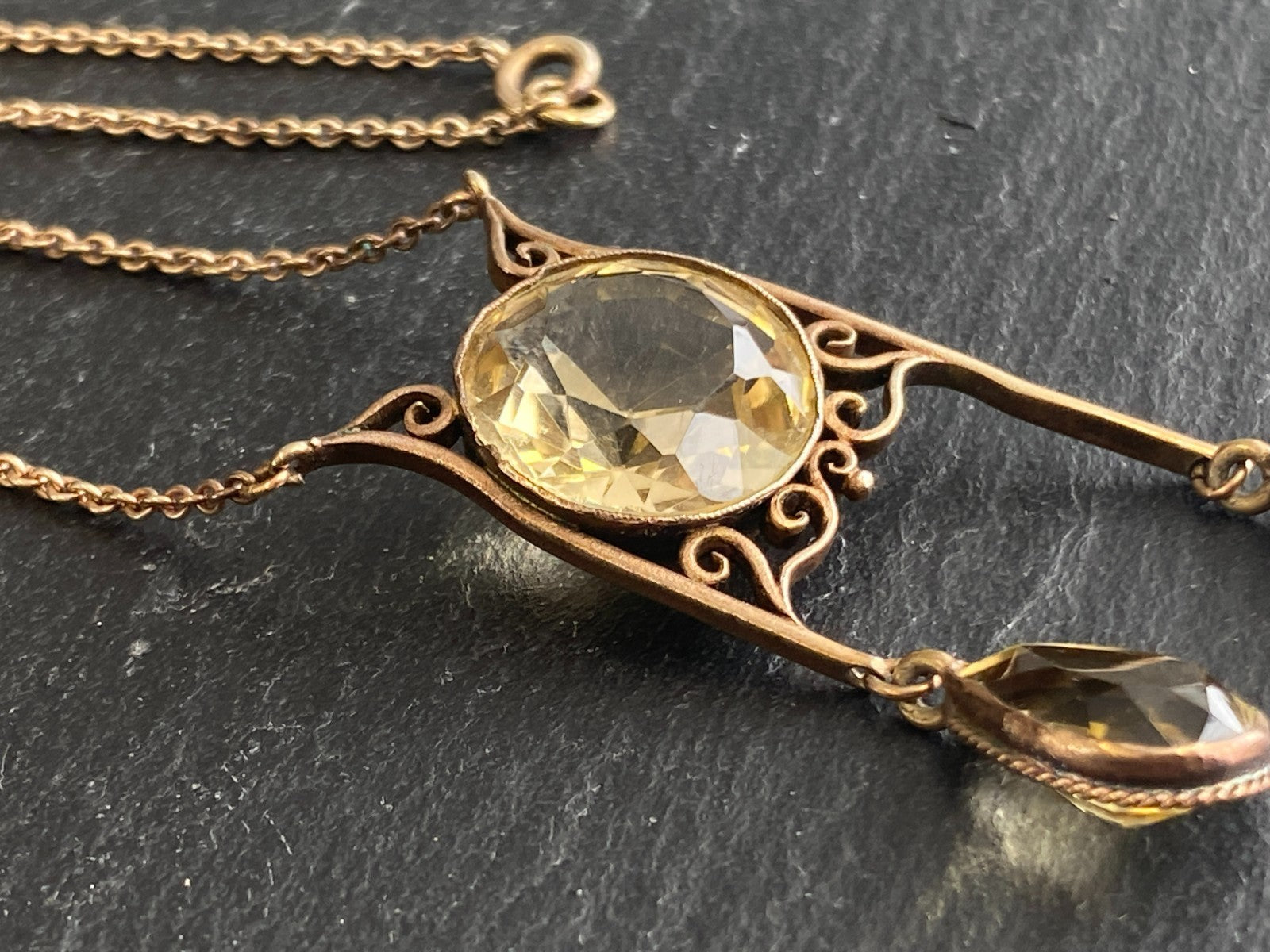 Antike Jugendstil Halskette mit Citrinen