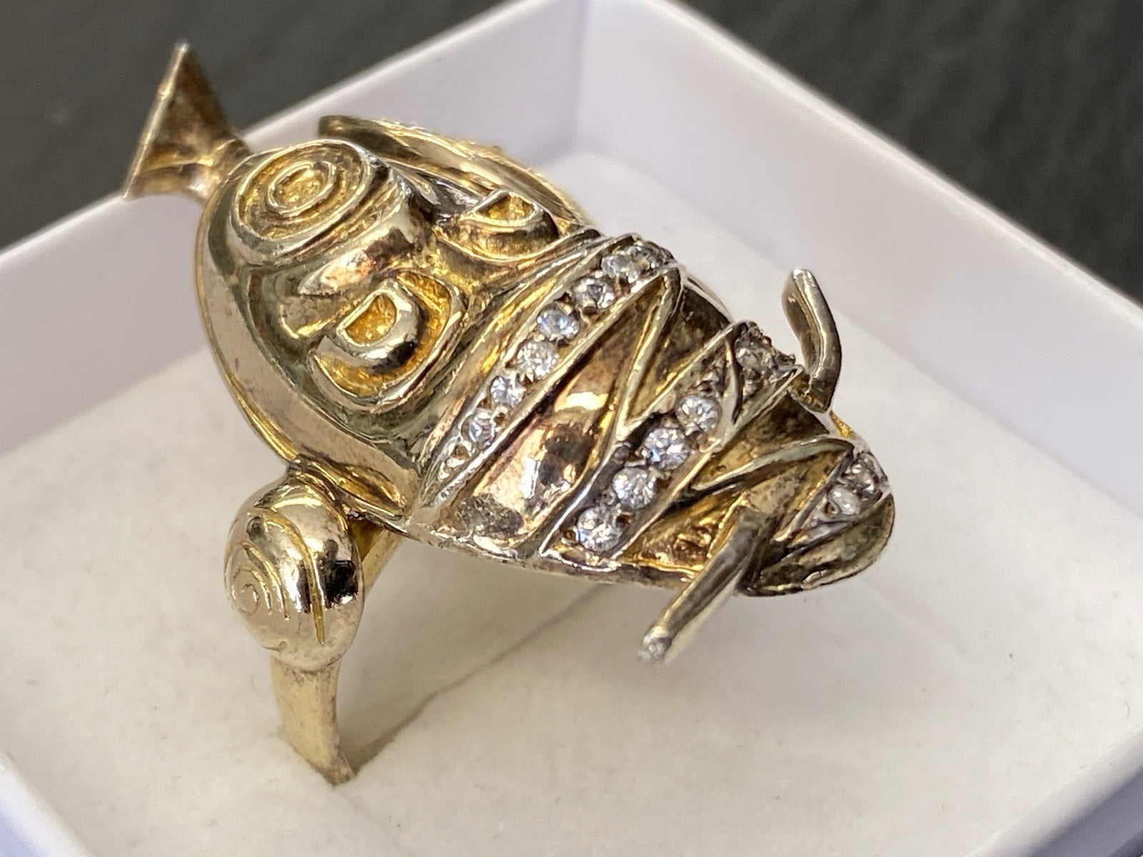 Ausgefallener Ring 925 Sterling Silber vergoldet Glas Grösse 56