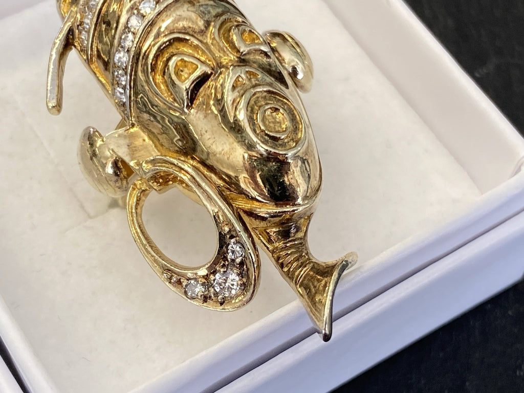 Ausgefallener Ring 925 Sterling Silber vergoldet Glas Grösse 56