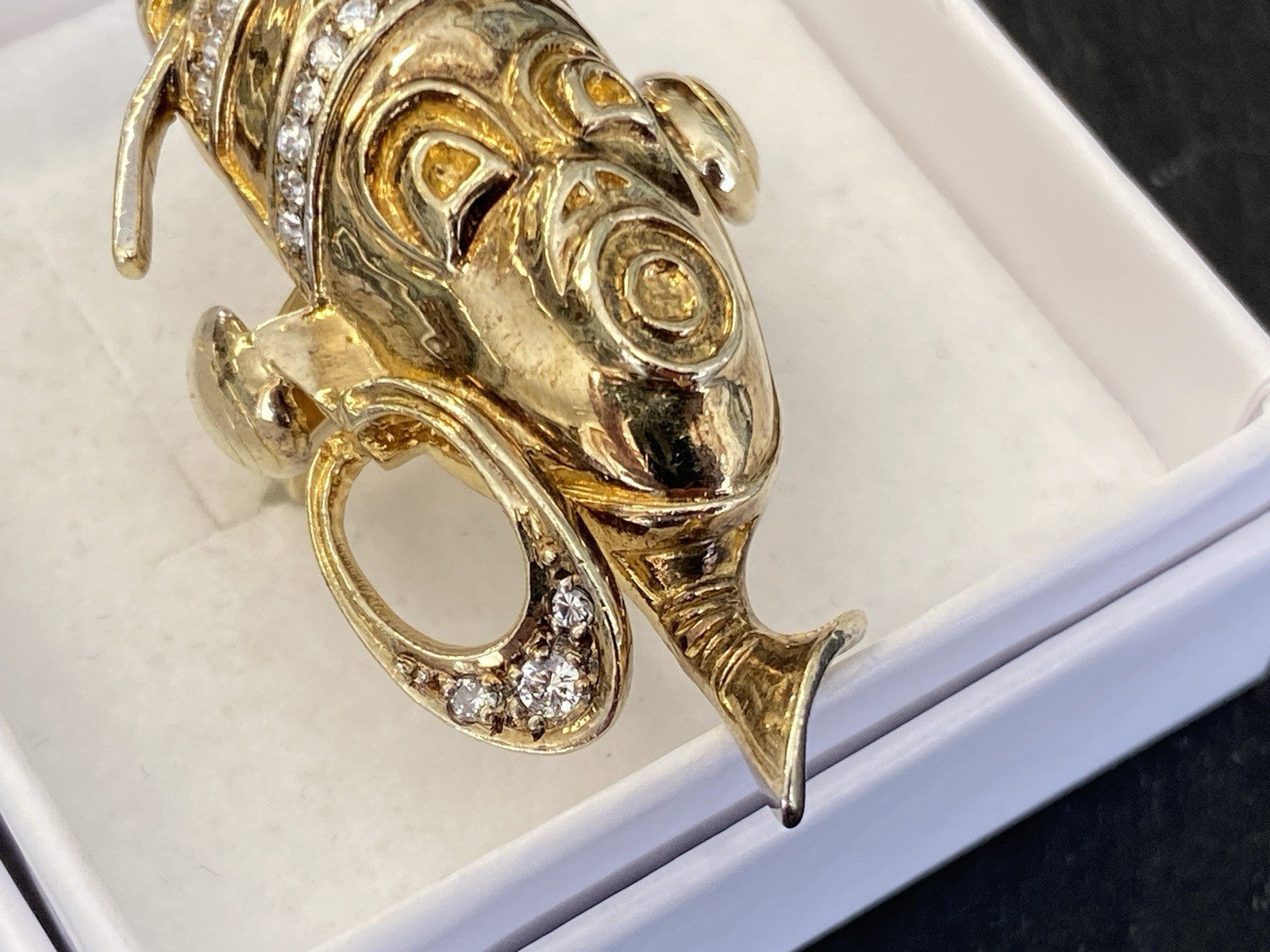 Ausgefallener Ring 925 Sterling Silber vergoldet Glas Grösse 56