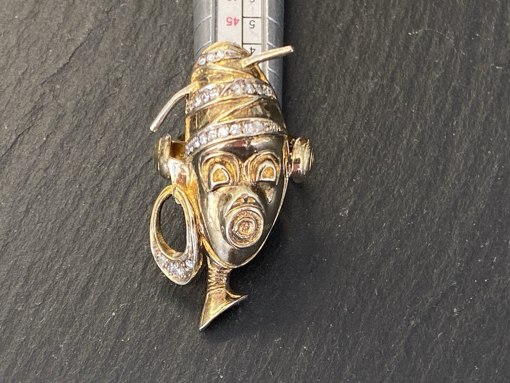 Ausgefallener Ring 925 Sterling Silber vergoldet Glas Grösse 56
