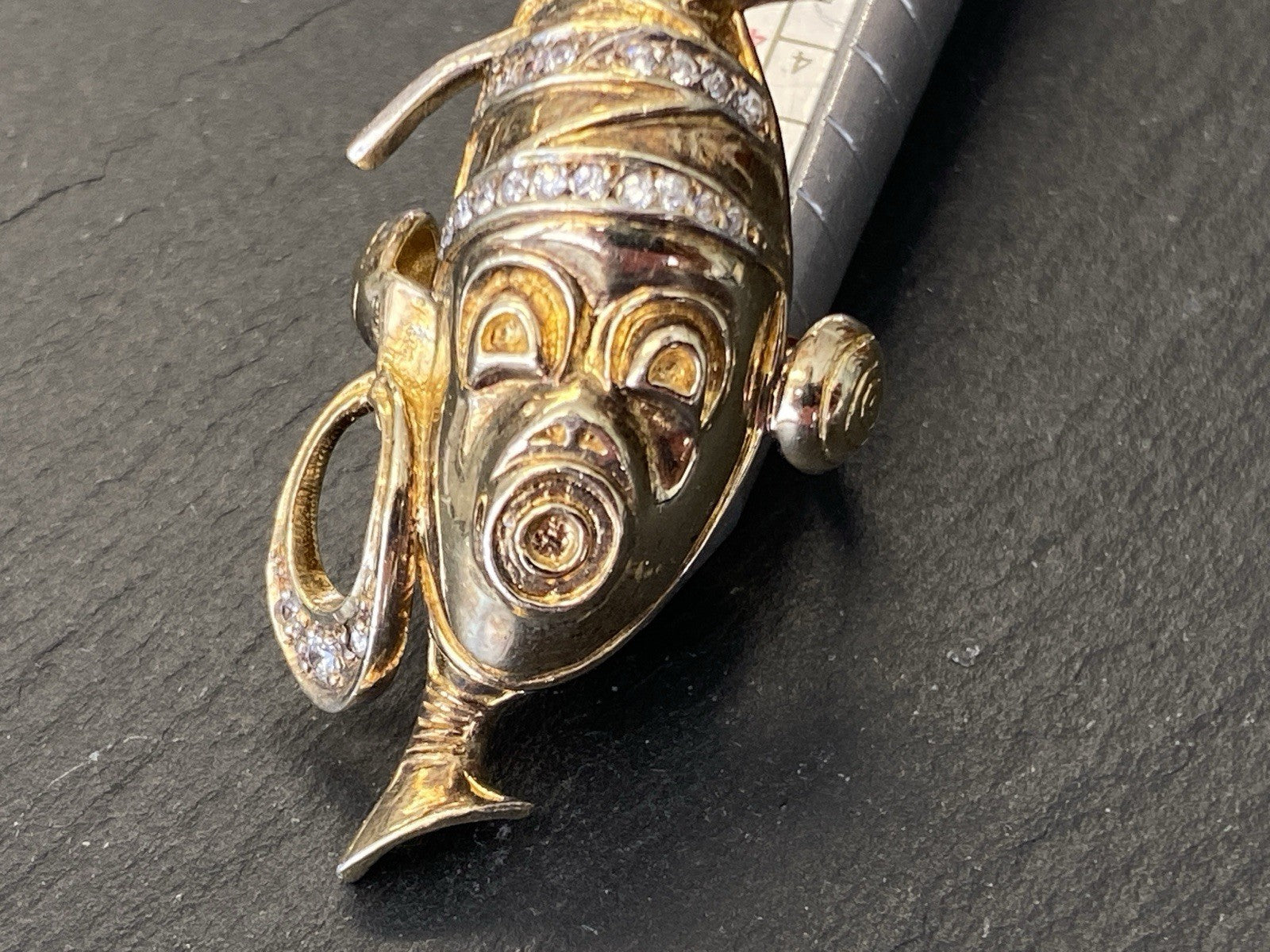 Ausgefallener Ring 925 Sterling Silber vergoldet Glas Grösse 56