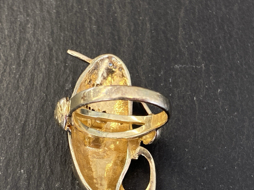 Ausgefallener Ring 925 Sterling Silber vergoldet Glas Grösse 56